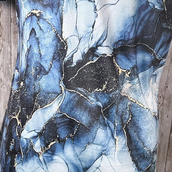 Women’s Short Sleeve Tee | Blue & White Marble | Crew Neck | Size Medium - Picture 9 of 10